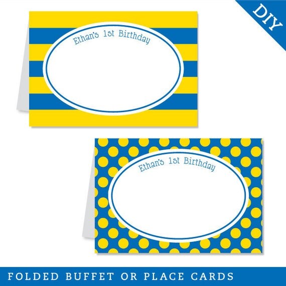 Design it yourself - Polka dots and stripes - Personalized DIY printable buffet cards - Choose your own font and colors Il_570xn