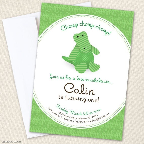 Alligator party invitations - Professionally printed - Printable file also available Il_570xn