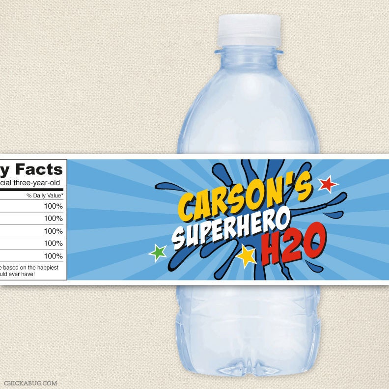 Superhero party - Personalized water bottle labels - Set of 15 Il_570xn
