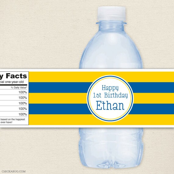Design it yourself - Stripes - Personalized water bottle labels - Choose your own font and colors - Set of 15 Il_570xn