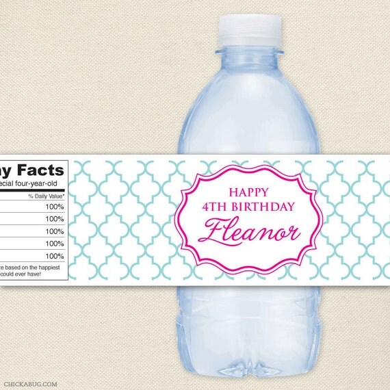 Design it yourself - Quatrefoil 100% waterproof personalized water bottle labels - Choose your own font and colors Il_570xn