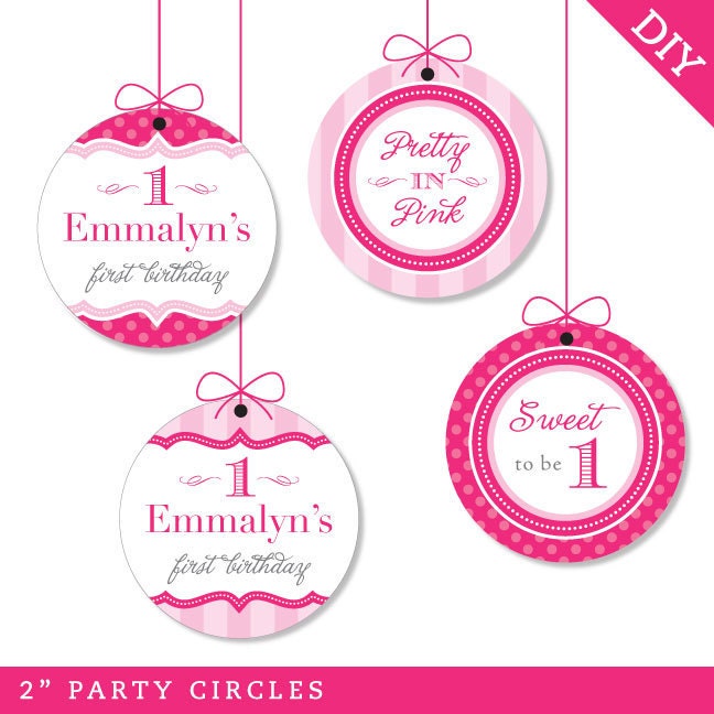 Pretty in Pink party - Personalized DIY printable party circles Il_570xn