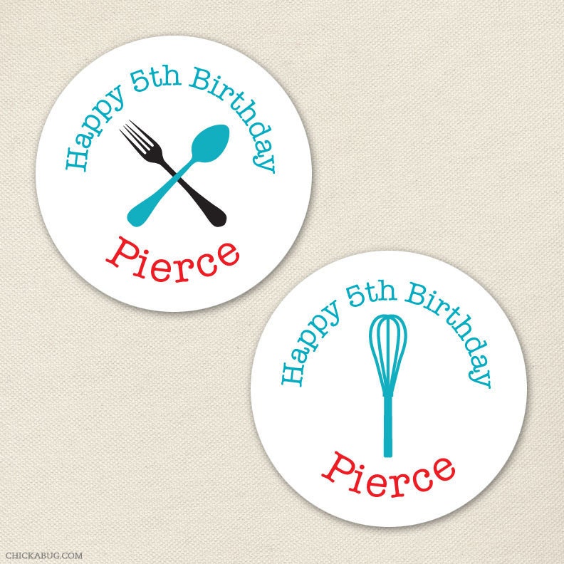 Cooking party - Custom stickers - Sheet of 12 or 24 Il_570xn