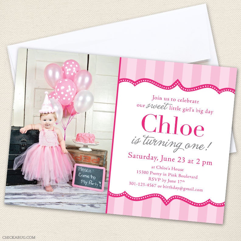 Pretty in Pink party - Set of 15 custom photo invitations - Printable file also available
