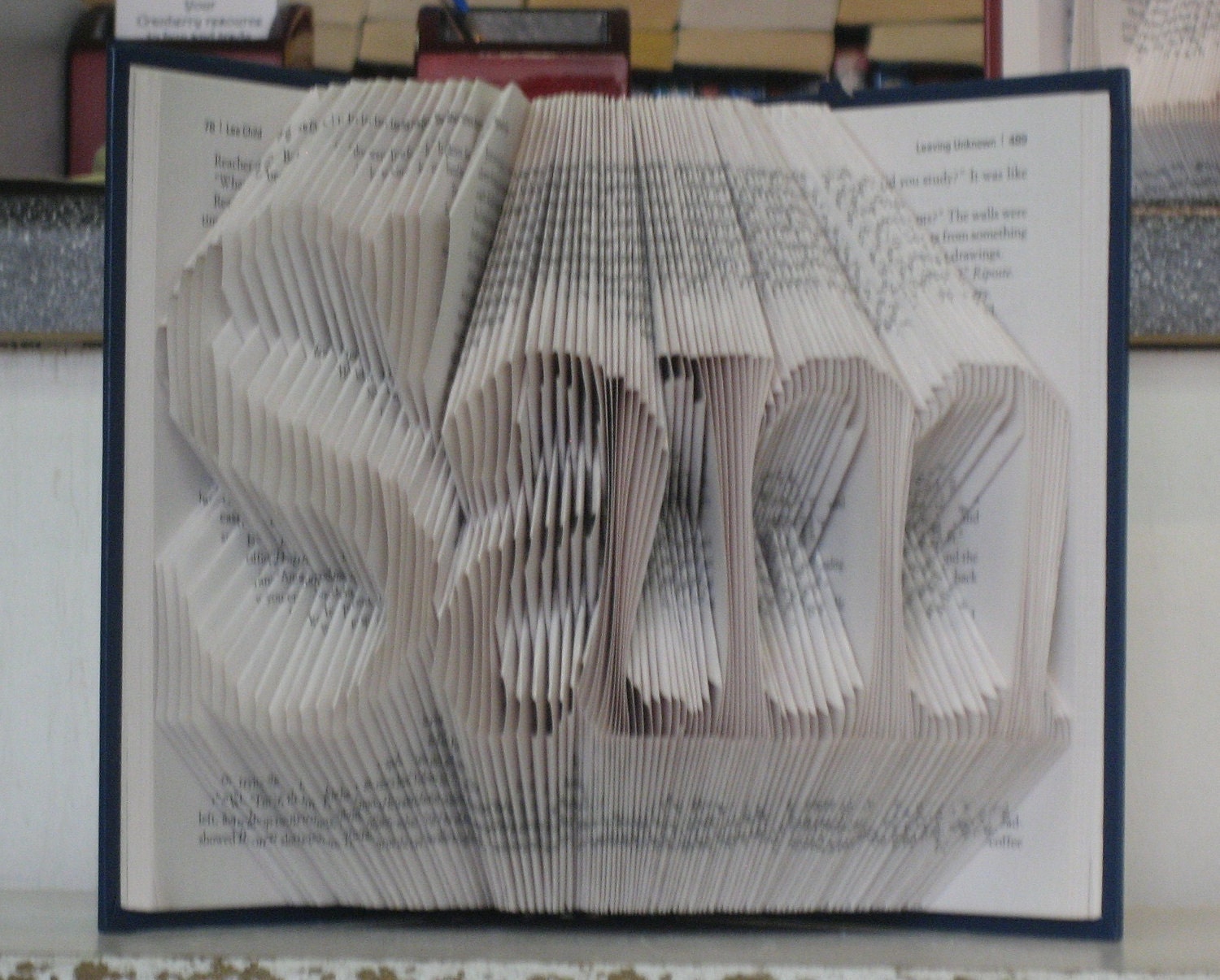 Custom Folded Book Art Sculpture - your name here - 3 letters Birthday, Boyfriend, Girlfriend, New Baby