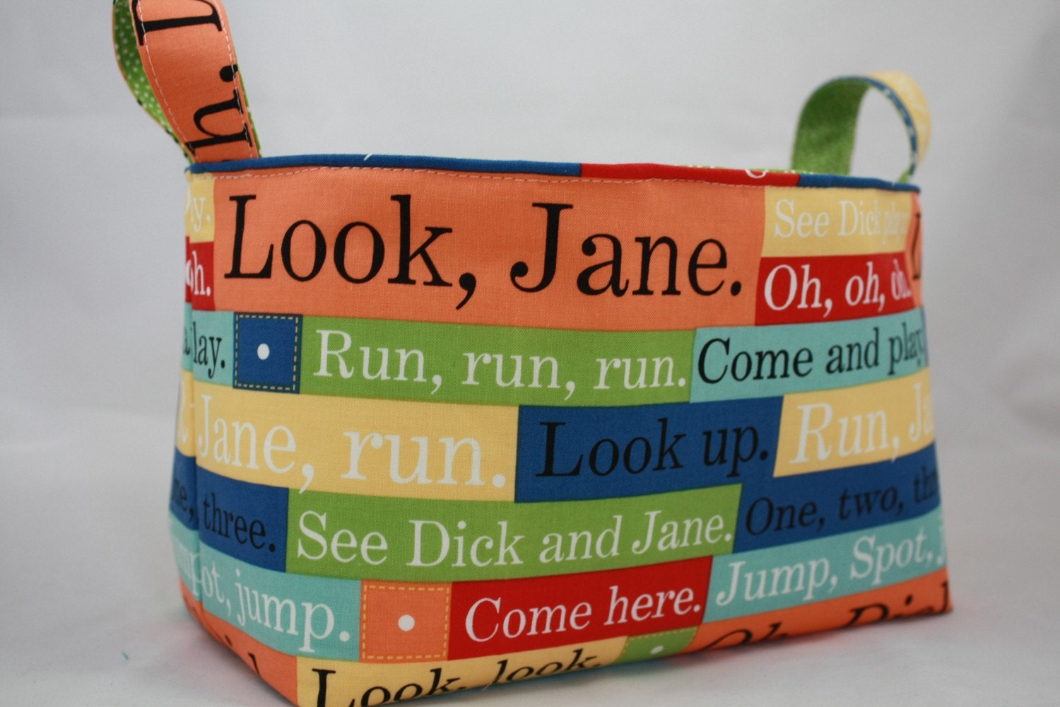 Reversible Dick and Jane Fabric Bin LAST ONE