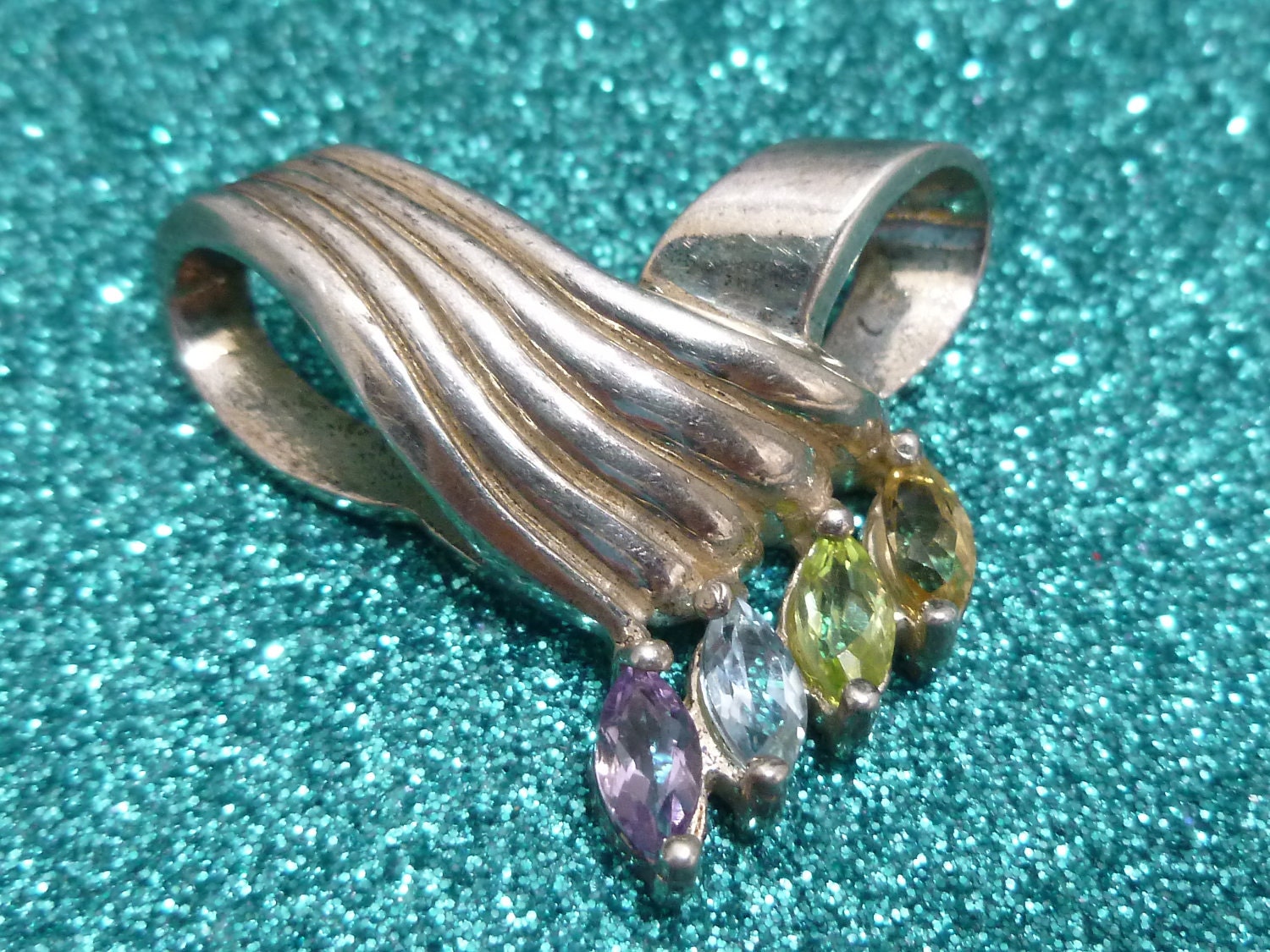 Sterling Necklace Enhancer with Colorful Gems