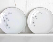 Vintage Platinum Starburst Plates: Creative Fine China 1014 Bread and Butter / Dessert Plates, Set of 2 Mid Century Modern Plates