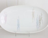 Vintage Thomas China Oval Plate: Small Decorative Platter Made in Germany, Retro Pink, Blue and Yellow Designs