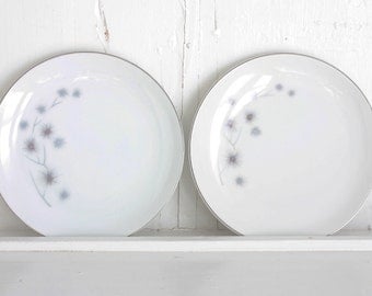 Vintage Platinum Starburst Plates: Creative Fine China 1014 Bread and Butter / Dessert Plates, Set of 2 Mid Century Modern Plates