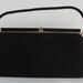 Vintage Velour Handbag: Black Sixties Purse, Large Vegan Faux Velvet Bag with Accordion Opening, Gaymode by Penneys