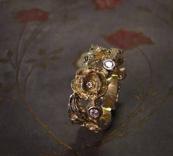 Poppy & Diamond Eternity Wedding Ring (14K) Made to Order