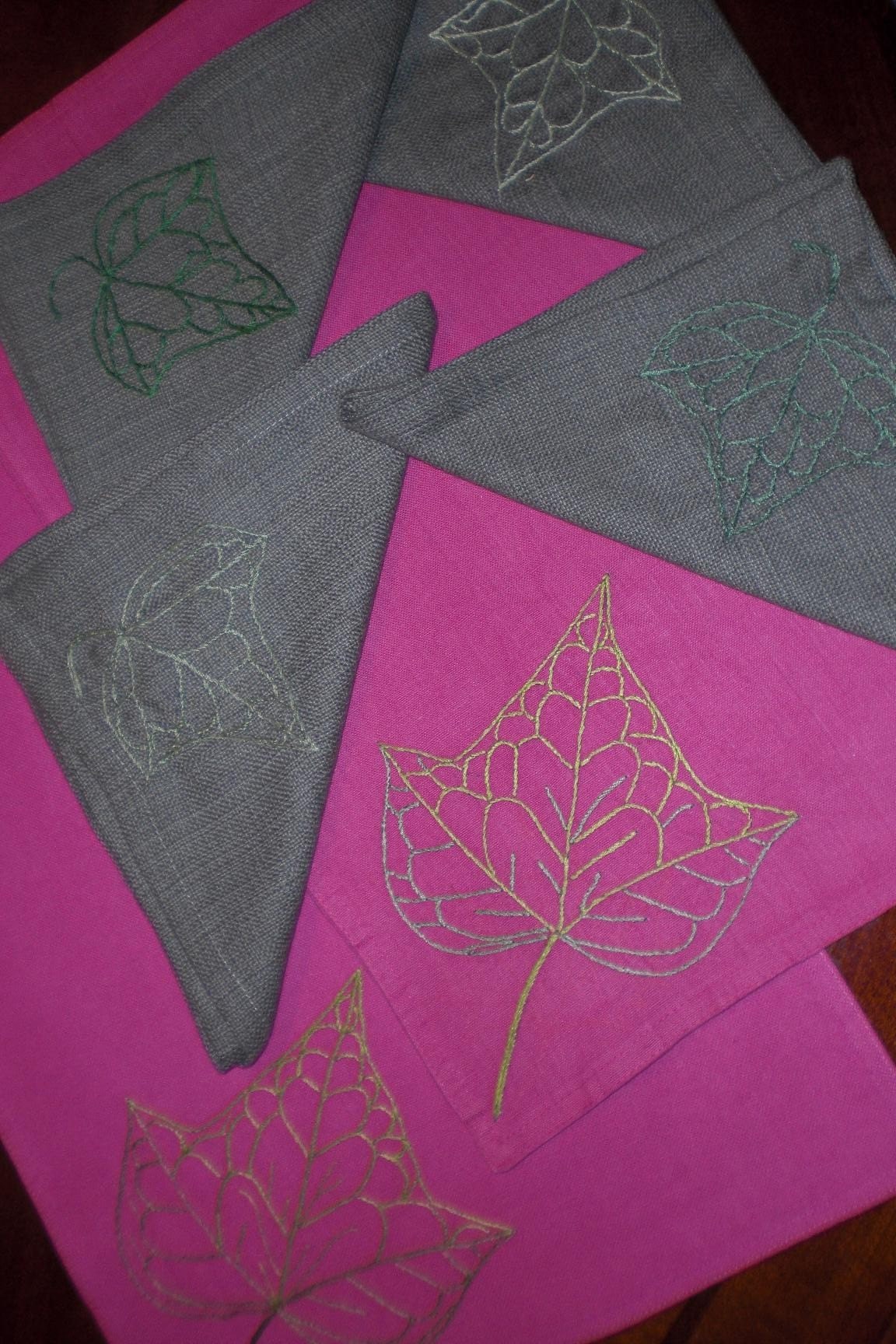 Hand embroidered placemats and napkins (set of 4)