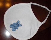 Handcrafted Cross-Stitched Bib - Blue Bear