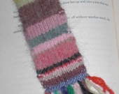 Handknit Bookmark - Miniature Scarf Whimsical Stripes (Vintage Yarn)
