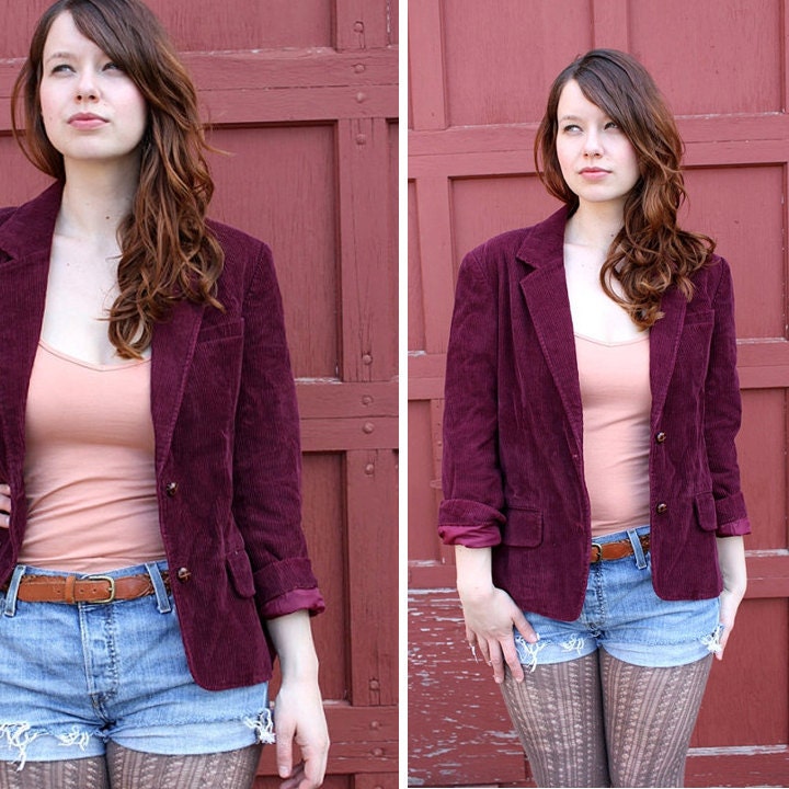 Vintage Plum Corduroy Blazer