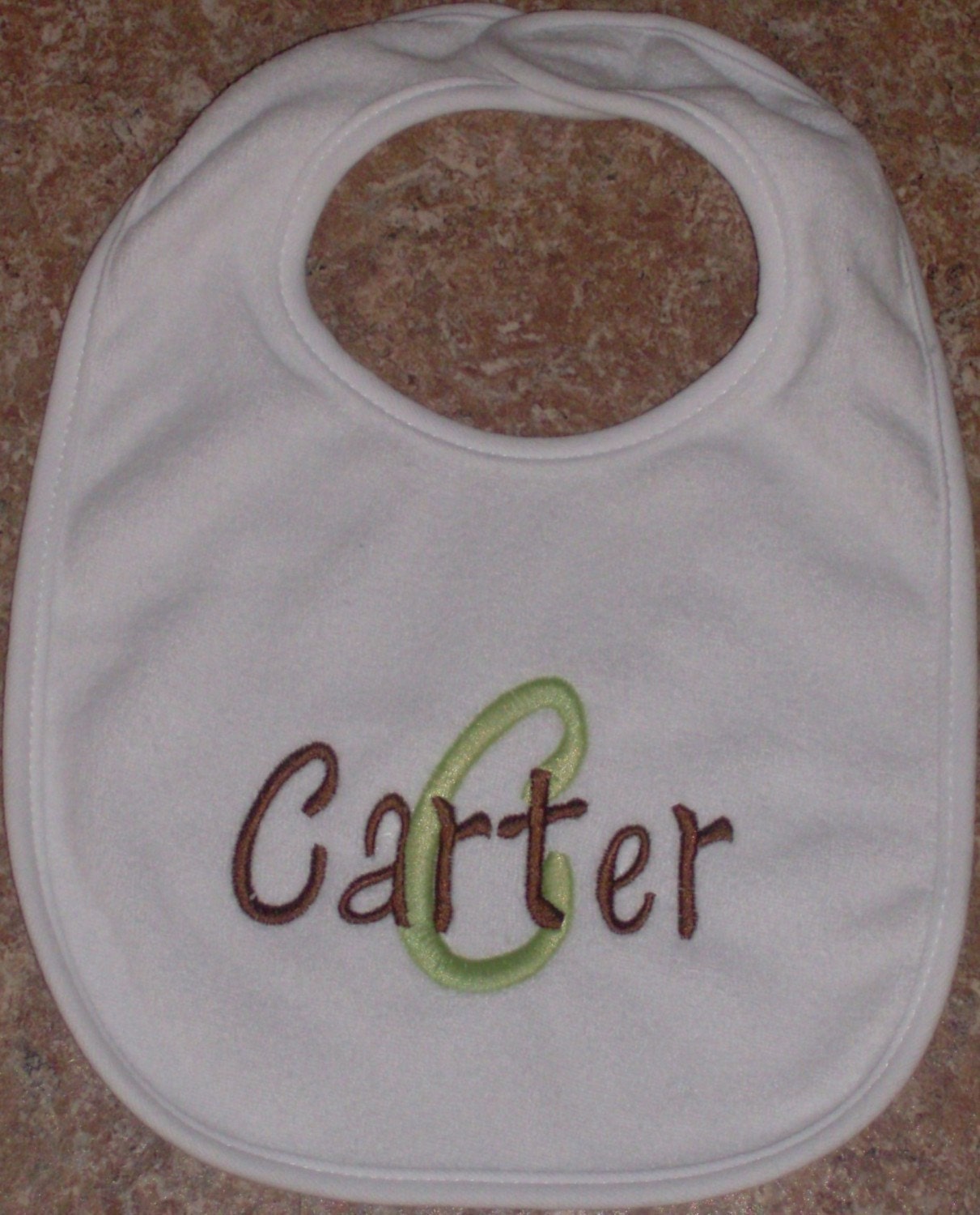 Personalized terry cloth baby bib