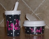 Personalized straw cup and snack bowl set