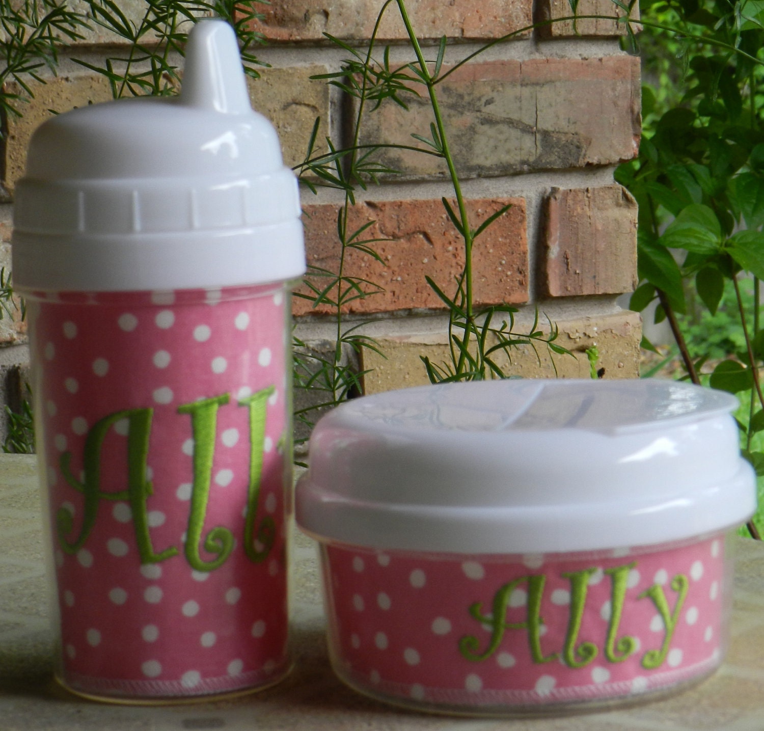 Personalized sippy cup and snack bowl set