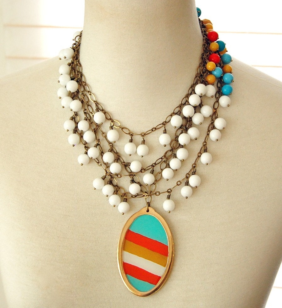 Pop Flag in Goldenrod, Turquoise, Poppy & White (RESERVED)