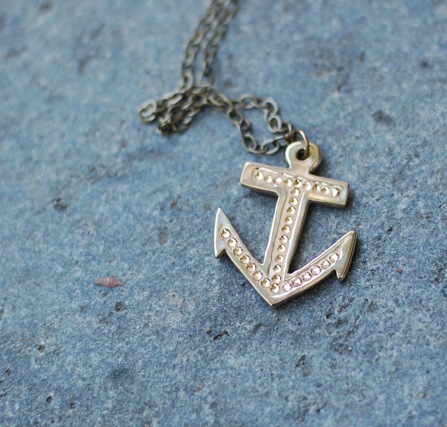 Swarovski Encrusted Anchor in Yellow Bronze (Short and Fat)