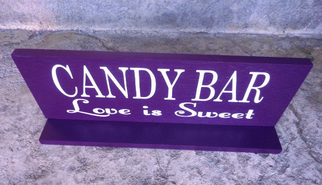 Candy Bar Reception Sign, Wedding Sign, Reception Decoration, Candy Buffet, Sweets or Dessert Table, Love Is Sweet Sign includes a base.