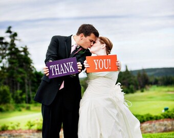 Bride Signs, Wedding Props, Thank You Wedding Signs, Photo Booth Props. Crisp Paint, 8 X 16 inches, 2 signs, 1-sided.