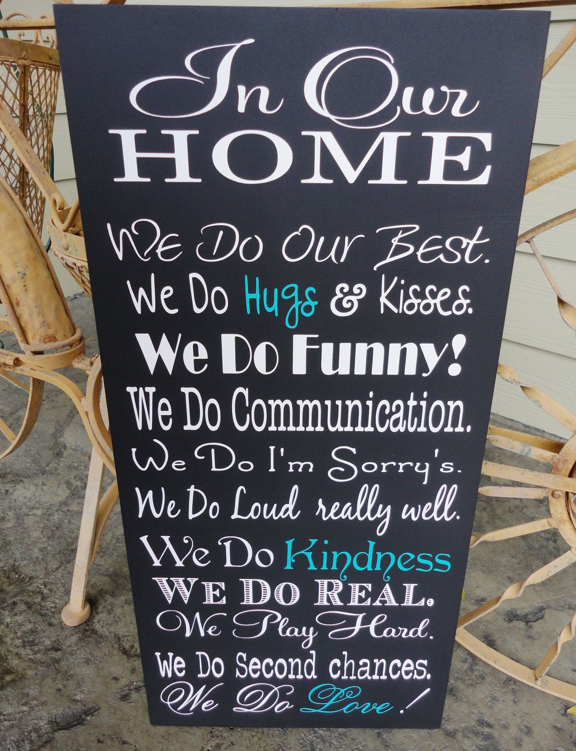 We Do Sign, In Our Home, In This Home We Do, House Rules, Typography Word Art, Family Rules, Lyrics, Music, Wedding Vows. 12 x 24 inches.