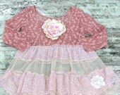 Lace shirt, shabby boho chic, Coachella, romantic pink country chic, summer top, babydoll, mori girl, true rebel clothing, Medium