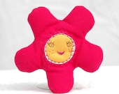 Baby Rattle and Toy - Pink Smiling Flower  - Made to Order