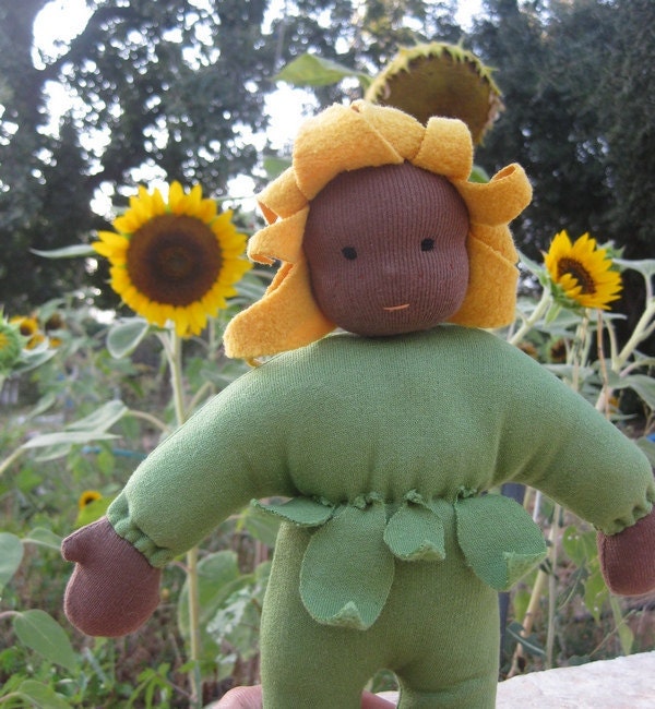 Waldorf Doll - Sunflower Child 14 inch Cuddle Doll - Ready to Ship