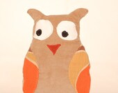 Plush Owl for boys - Brown Corduroy with Retro Wings - Ready to Ship