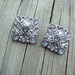 Set of 2 Clear Square Rhinestone Flower Acrylic Buttons