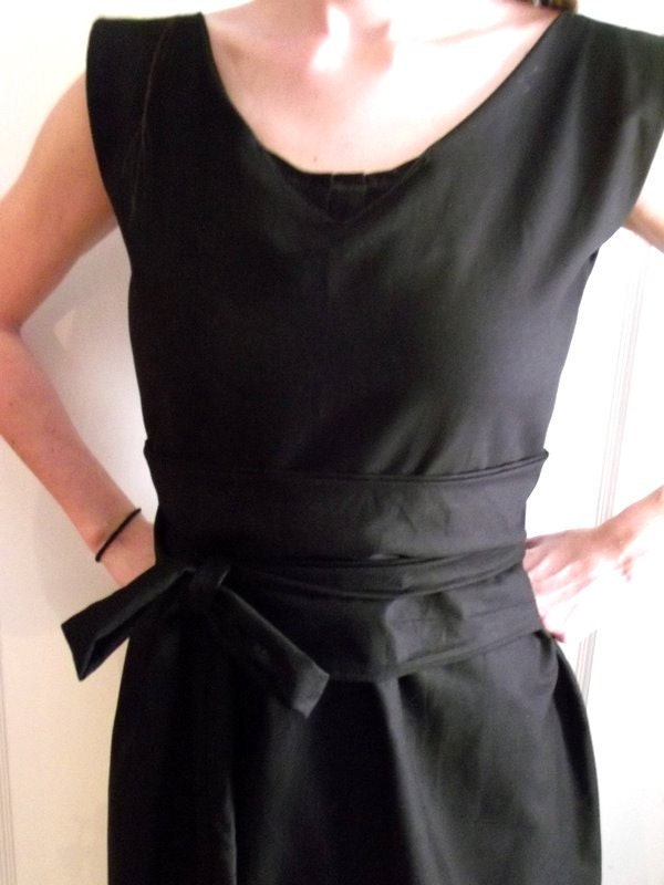 Organic Cotton Dress Open Back and Obi Sash Available in Lots of Colors