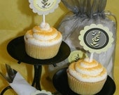 Printable Circle Punches-Yellow and Grey Leaves-Party Tags, Cupcake Flags, Labels and More