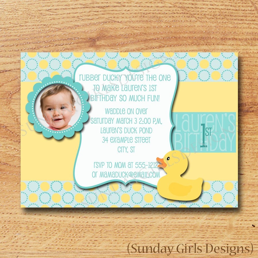 Rubber Ducky Birthday Party Invitation- Printable Custom Card
