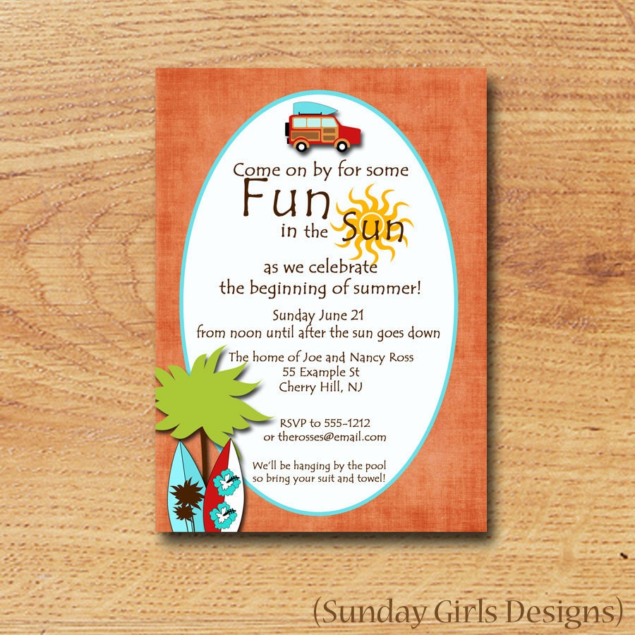 Printable Picnic/Birthday/Graduation Invitation-Digital Custom Card-Retro Fun