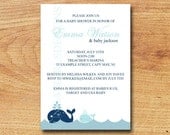 Whale Baby Shower Invitation-Digital Custom Card-Nautical Sea