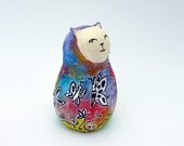 Betty and the Butterflies- paper mache eco friendly Cat- Guardian Cat sculpture