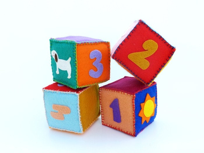 Custom Baby Name Soft Blocks- Set of 4 personalized hand stitched felt blocks