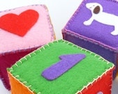 Custom Soft Baby Name Blocks- Set of 3 personalized and hand stitched felt blocks