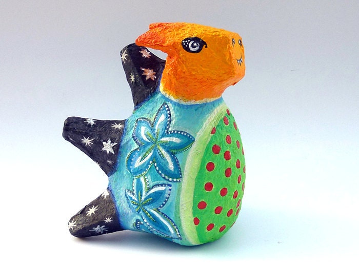 Frakula the Funky Stylish Dragon - paper mache dragon sculpture