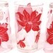 Vintage Red Poinsettia Flower Small Glass Tumblers / Juice Glasses Set of (4)