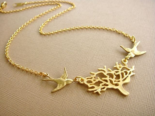 Gold Acacia Tree Necklace