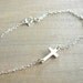 Sideways Cross Bracelet Mini Tiny - Sterling Silver - Celebrity bracelet, Kelly Ripa, Taylor Jacobson, Jennifer Lopez, Easter, Religious