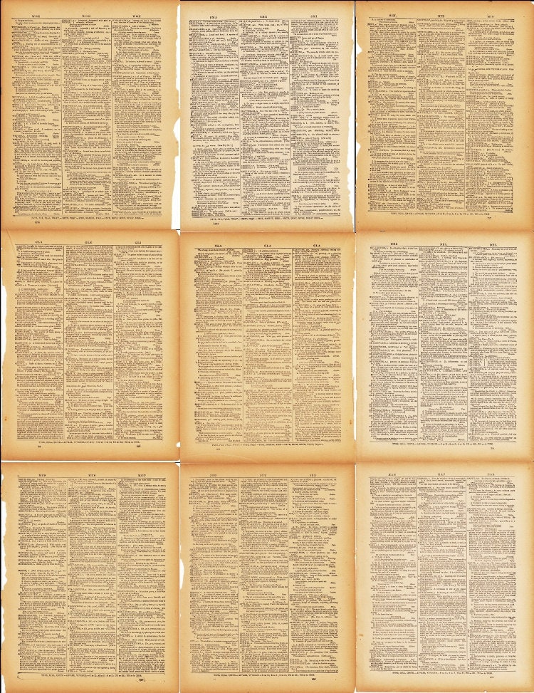 Digital Collage Sheets - Antique Dictionary Pages - Be Happy 0014