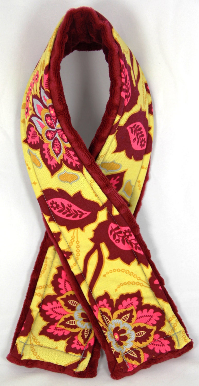 Camera Strap Cover Floral Garnet with Garnet Minky