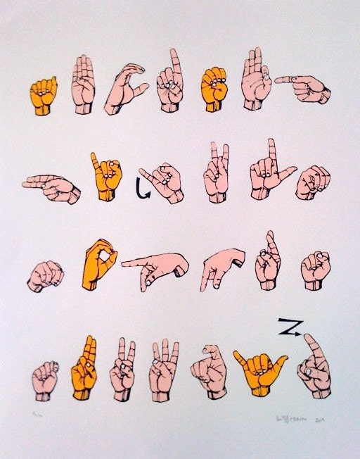 American Sign Language Poster (white) Limited Edition Screen Print