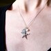 Starfish Necklace, Blue Topaz Necklace, White Pearl, Sterling Silver Charm Necklace