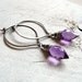 Amethyst Earrings, Lotus Petal Hoop Earrings, Faceted Purple Amethyst Briolette, February Birthstone, Oxidized Sterling Silver Earrings